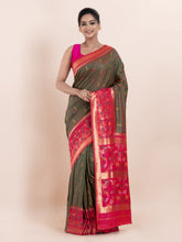 KAVVYA  TWO TONE PURPLE IKAT SAREE
